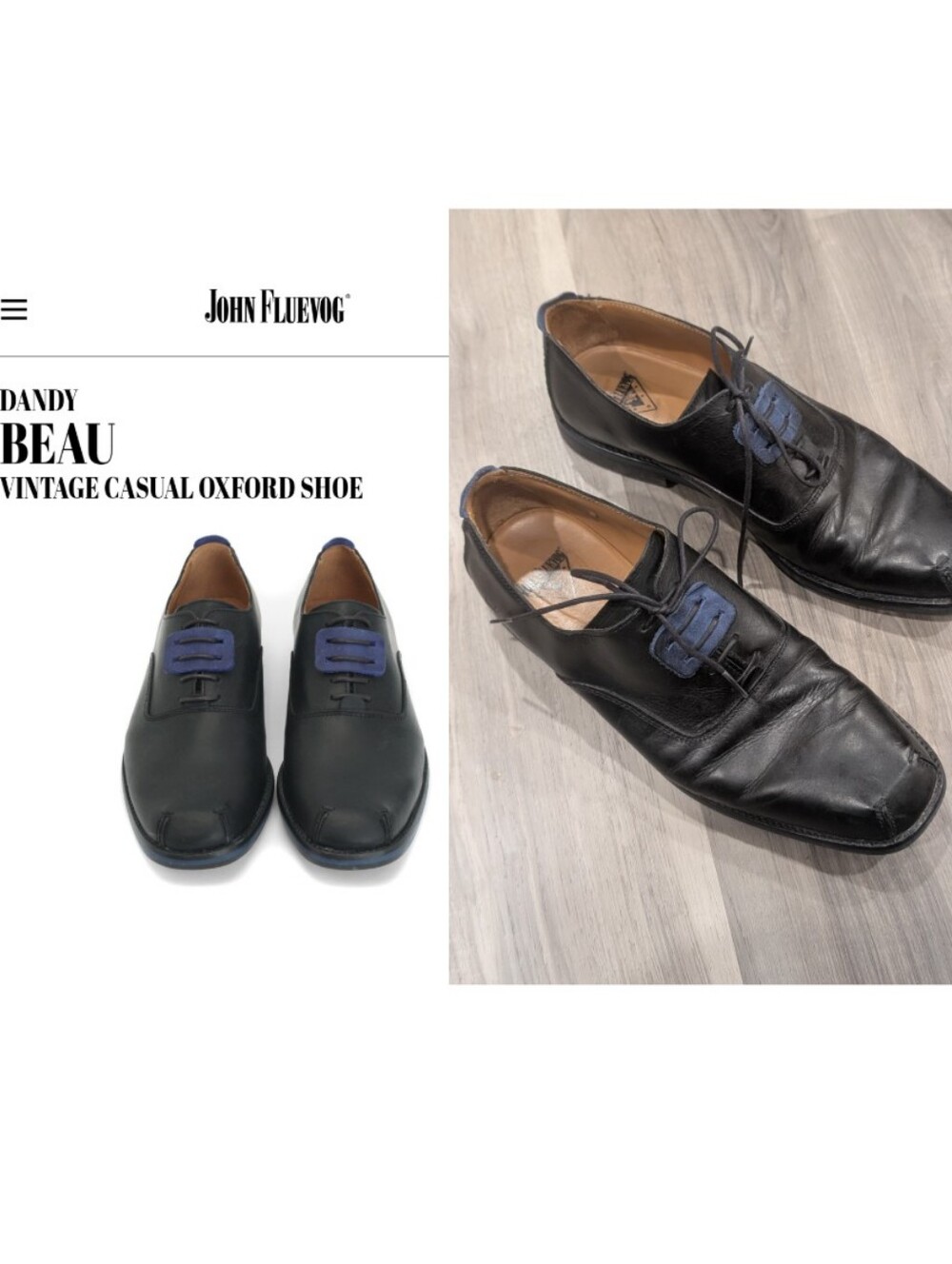 John Fluevog | Dandy Beau Oxfords In Black/Blue